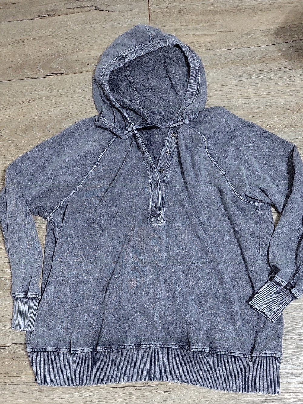 Jane and Delancey Vintage Wash Gray Hooded Pullover